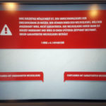 Warnung auf dem Bildschirm des Bankautomaten
